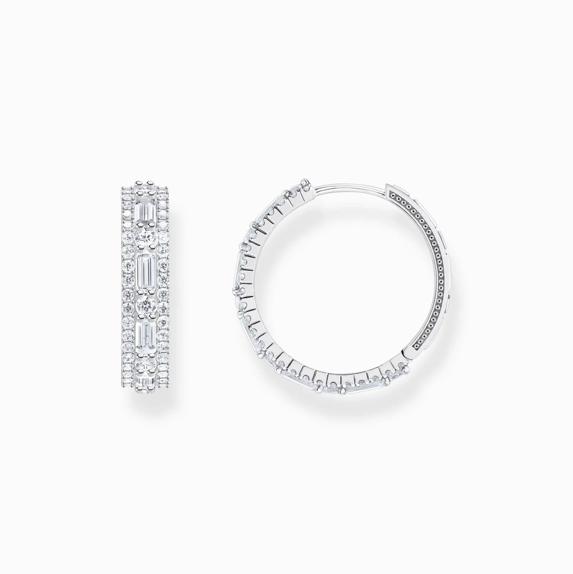 Hot Creolen mit weißen Steinen Silber Damen Creolen|925 Silber