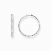Clearance Creolen weiße Steine Pavé silber Damen Creolen