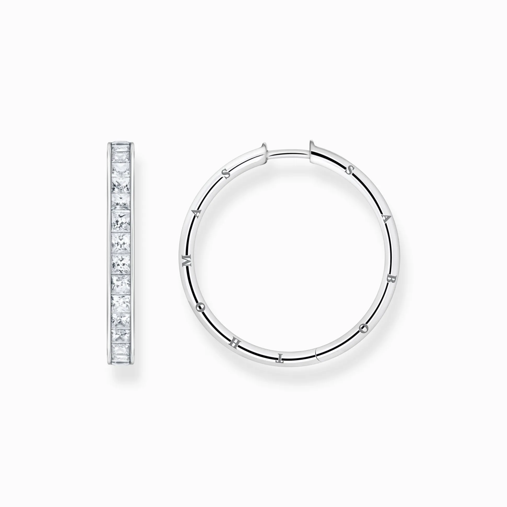 Clearance Creolen weiße Steine Pavé silber Damen Creolen
