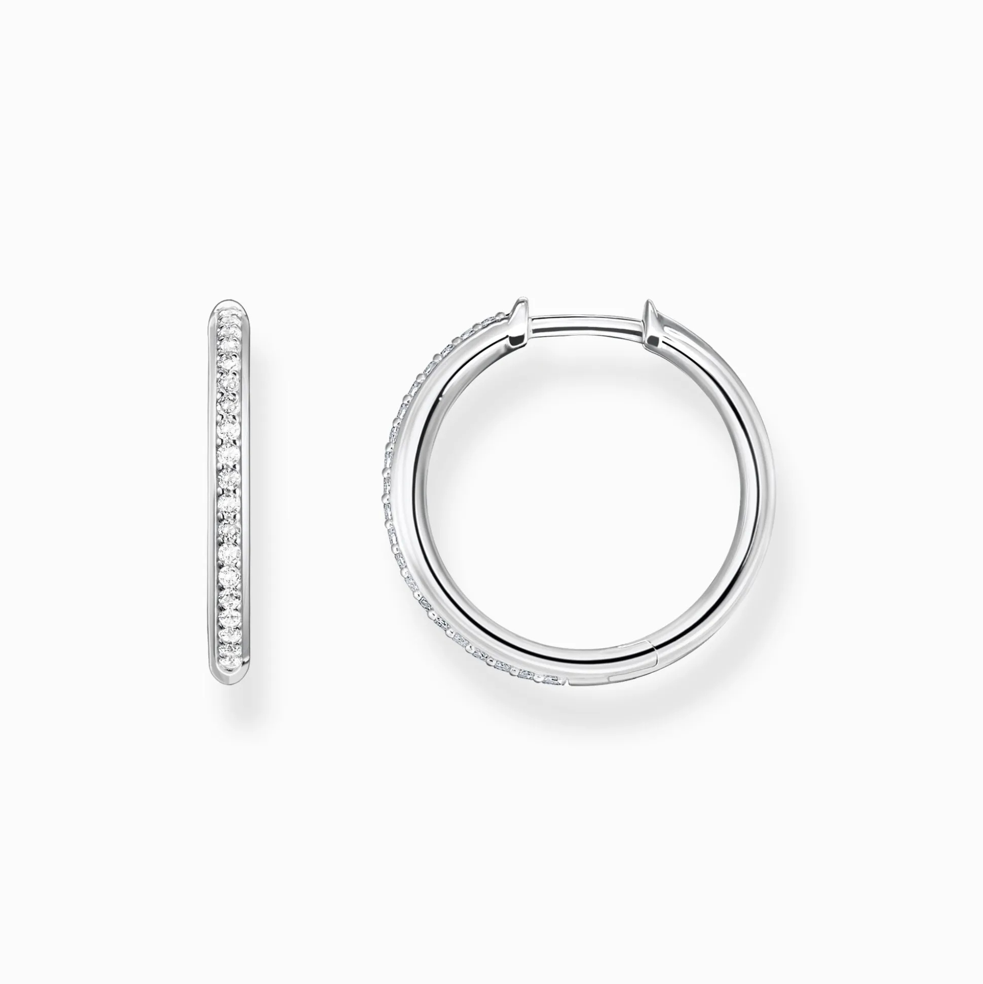 Sale Creolen weiße Steine Pavé silber Damen Creolen