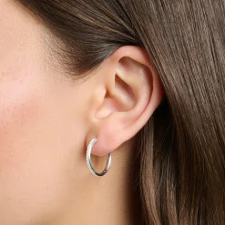 Sale Creolen weiße Steine Pavé silber Damen Creolen