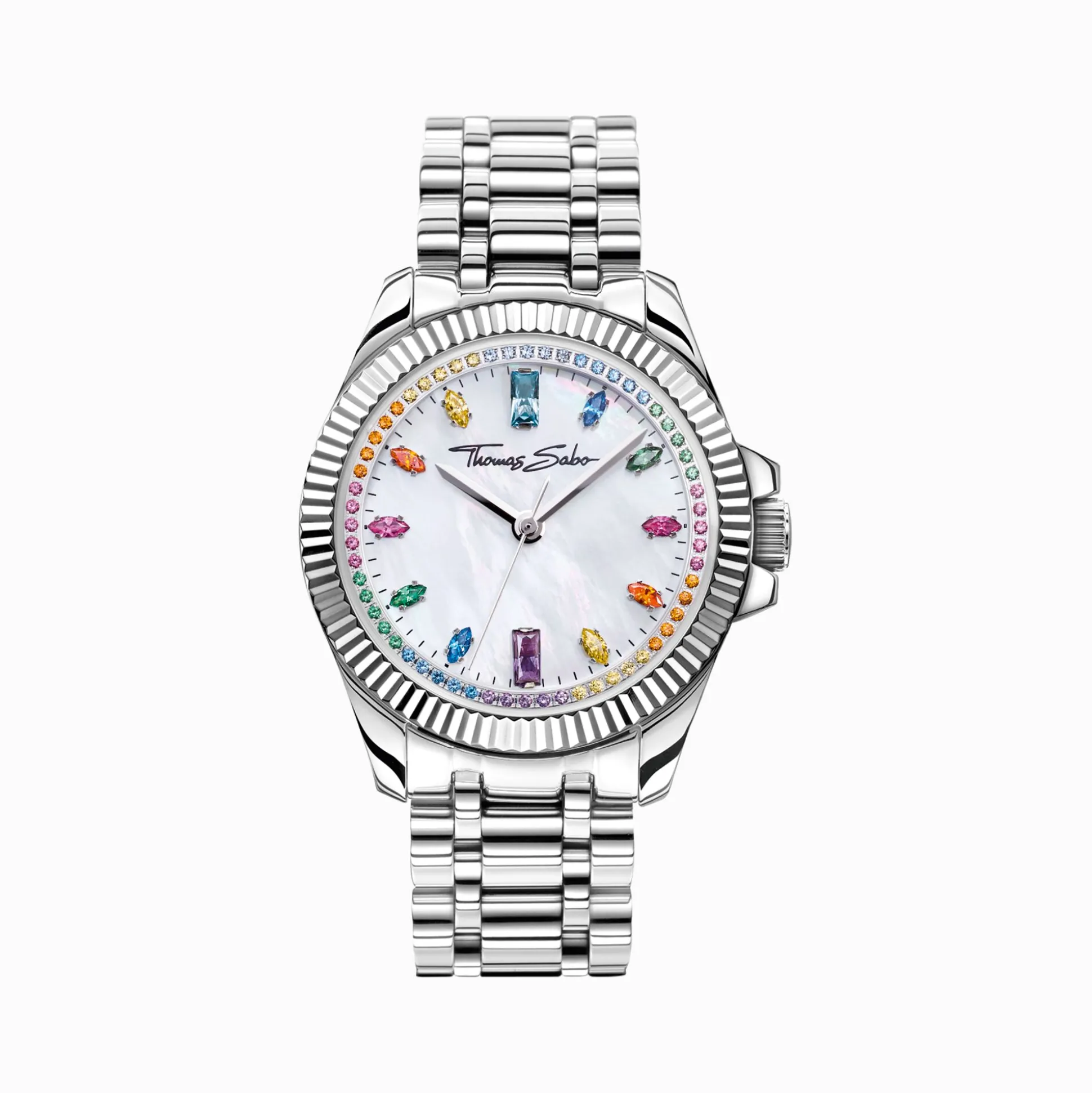 Store Damenuhr Divine Rainbow mit bunten Steinen silberfarben Damen Uhren|Damenuhren