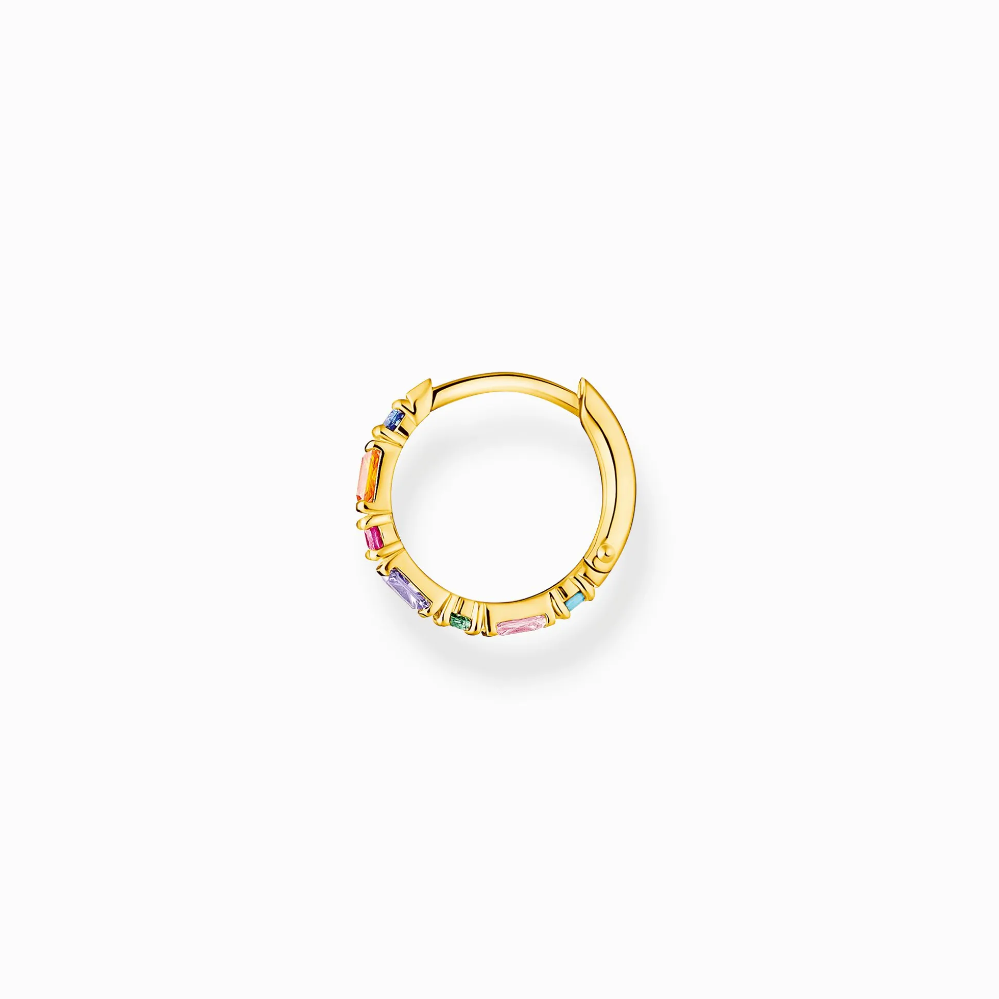 Clearance Einzel Creole bunte Steine gold Damen Creolen