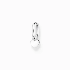 Discount Einzel Creole mit Herz Anhänger silber Damen Creolen|925 Silber