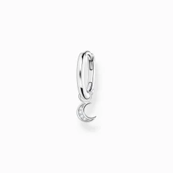 Sale Einzel Creole mit Mond Anhänger silber Damen Creolen
