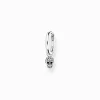 Cheap Einzel Creole mit Totenkopf Anhänger silber Damen Creolen