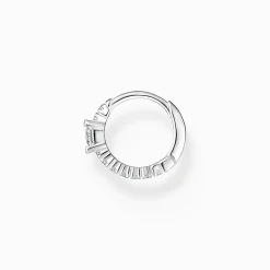 Discount Einzel Creole mit weißen Steinen Silber Damen Creolen