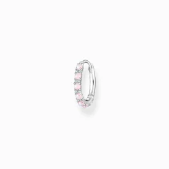 Discount Einzel Creole rosa Steine Damen Creolen