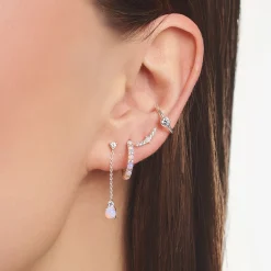 Discount Einzel Creole rosa Steine Damen Creolen