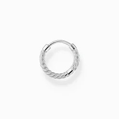 Fashion Einzel Creole Seil silber Damen Creolen