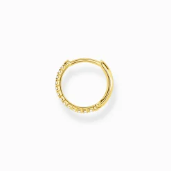 Sale Einzel Creole weiße Steine gold Damen Creolen|18K Vergoldung - 925 Silber