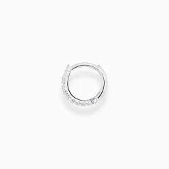 Best Sale Einzel Creole weiße Steine silber Damen Creolen