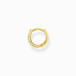 Sale Einzel Creole weiße Steine gold Damen Creolen|18K Vergoldung - 925 Silber