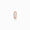 Discount Einzel Creole weiße Steine roségold Damen Creolen|18K Rosé-Vergoldung - 925 Silber