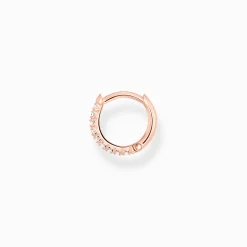 Discount Einzel Creole weiße Steine roségold Damen Creolen|18K Rosé-Vergoldung - 925 Silber