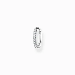 Cheap Einzel Creole weiße Steine silber Damen Creolen