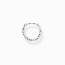 Cheap Einzel Creole weiße Steine silber Damen Creolen