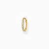 Best Einzel Creole weiße Steine gold Damen Creolen|18K Vergoldung - 925 Silber