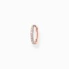 New Einzel Creole weiße Steine roségold Damen Creolen|18K Rosé-Vergoldung - 925 Silber
