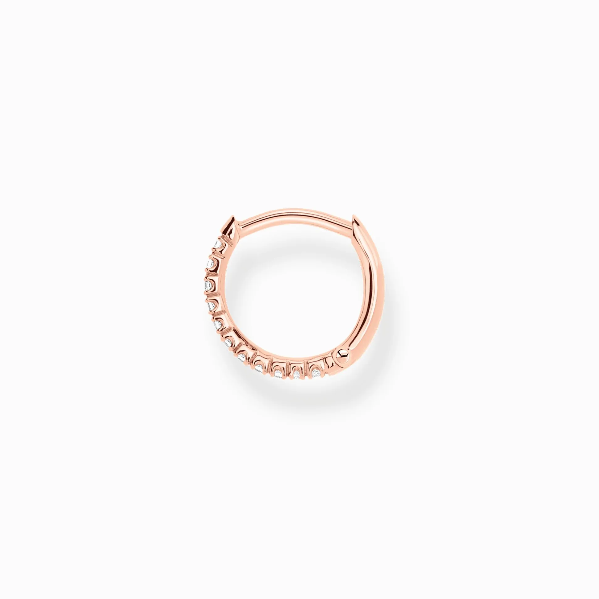 New Einzel Creole weiße Steine roségold Damen Creolen|18K Rosé-Vergoldung - 925 Silber