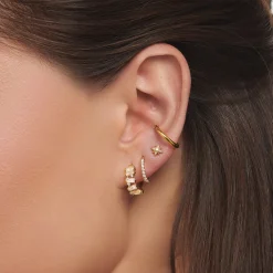 Cheap Einzel Creole weiße Steine gold Damen Creolen