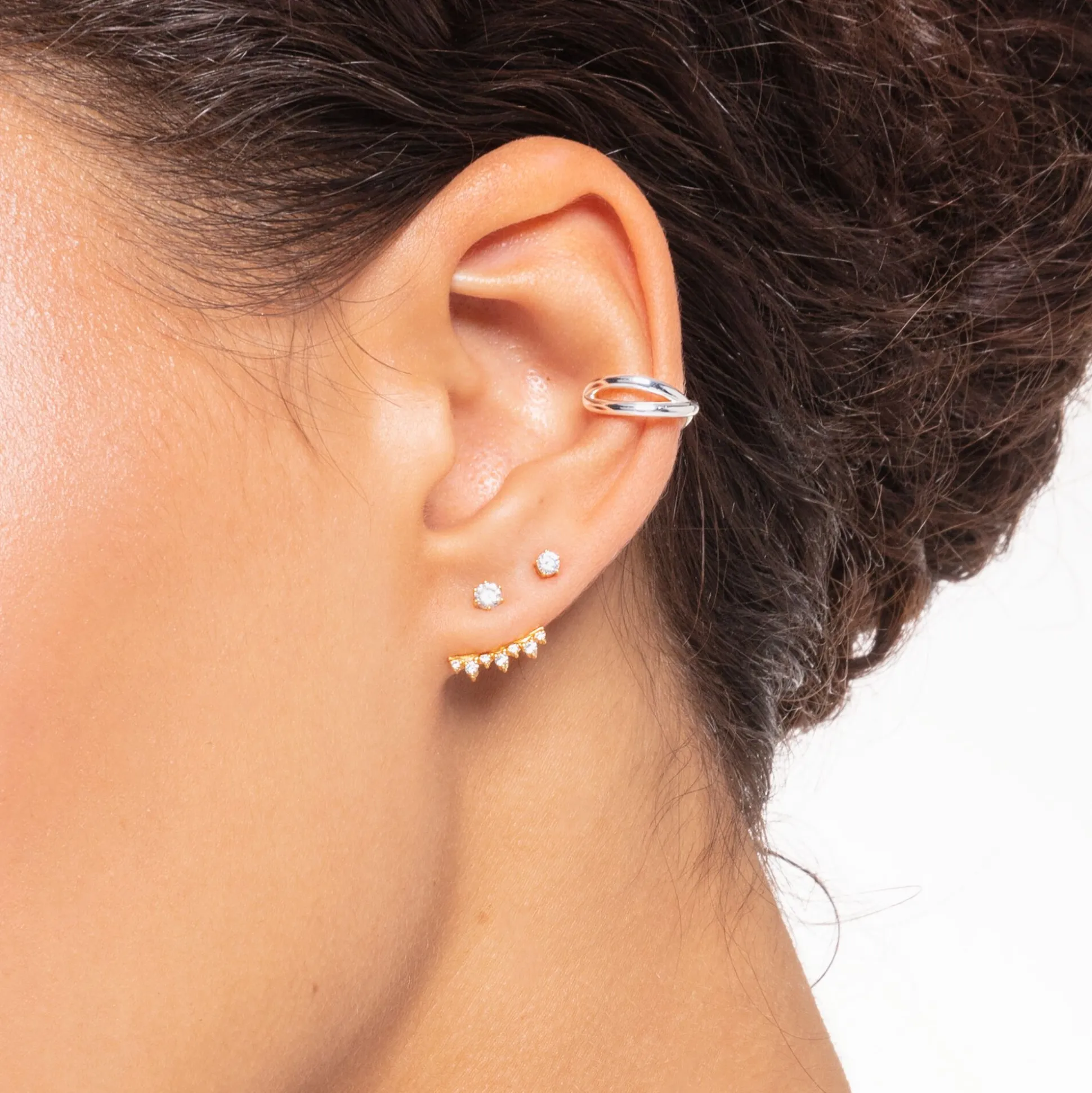 Flash Sale Einzel Ohrklemme gekreuzt silber Damen Creolen|Ear Cuffs