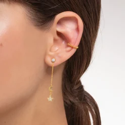 Hot Einzel Ohrklemme Kugeln gold Damen Creolen|Ear Cuffs