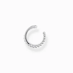 Clearance Einzel Ohrklemme Kugeln gekreuzt silber Damen Creolen|Ear Cuffs