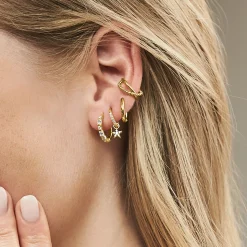 Discount Einzel Ohrklemme Kugeln gekreuzt gold Damen Creolen|Ear Cuffs