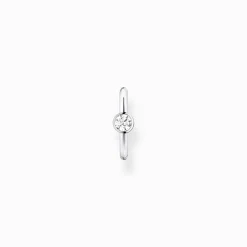 Sale Einzel Ohrklemme weißer Stein silber Damen Creolen|Ear Cuffs