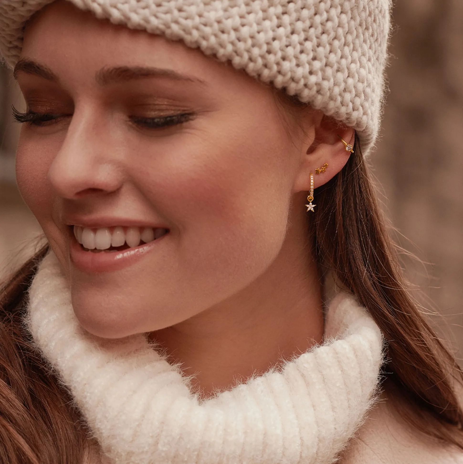 Outlet Einzel Ohrklemme weißer Stein gold Damen Creolen|Ear Cuffs