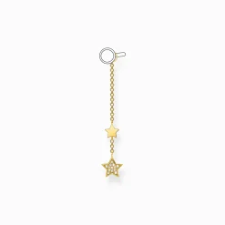 Clearance Einzel Ohrring Anhänger Sterne gold Damen Creolen|18K Vergoldung - 925 Silber