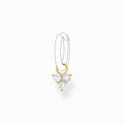 Best Einzel Ohrring Anhänger weiße Steine gold Damen Creolen