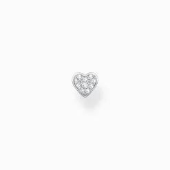 Best Einzel Ohrstecker Herz Pavé silber Damen Ohrstecker