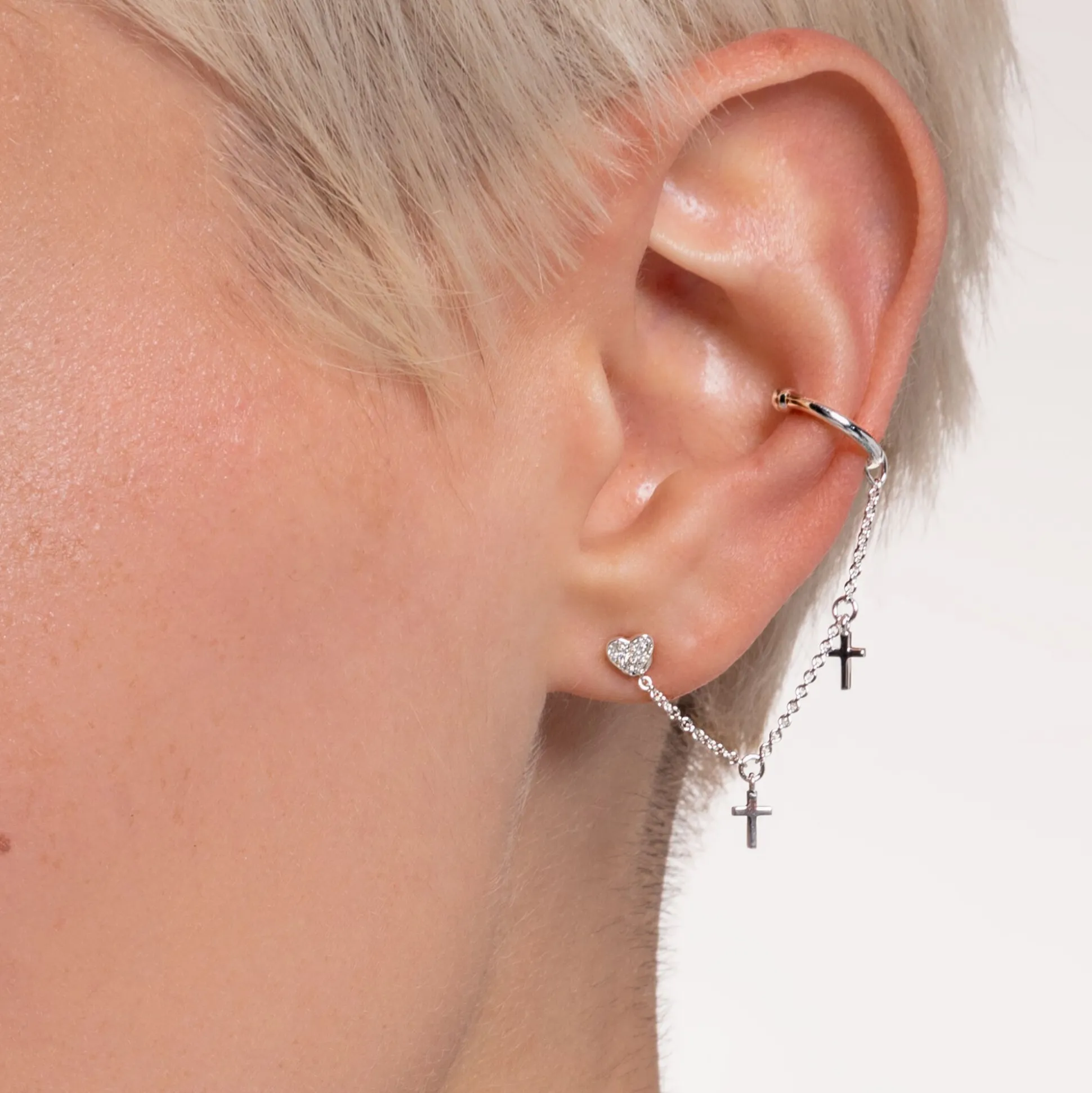 Best Einzel Ohrstecker Herz Pavé silber Damen Ohrstecker