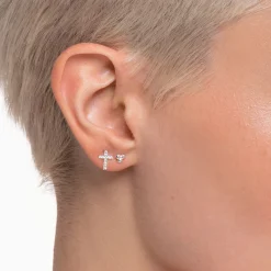 Best Sale Einzel Ohrstecker Kugeln silber Damen Ohrstecker