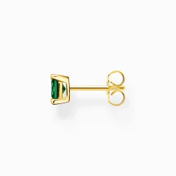 Cheap Einzel Ohrstecker mit grünem Stein gold Damen Ohrstecker