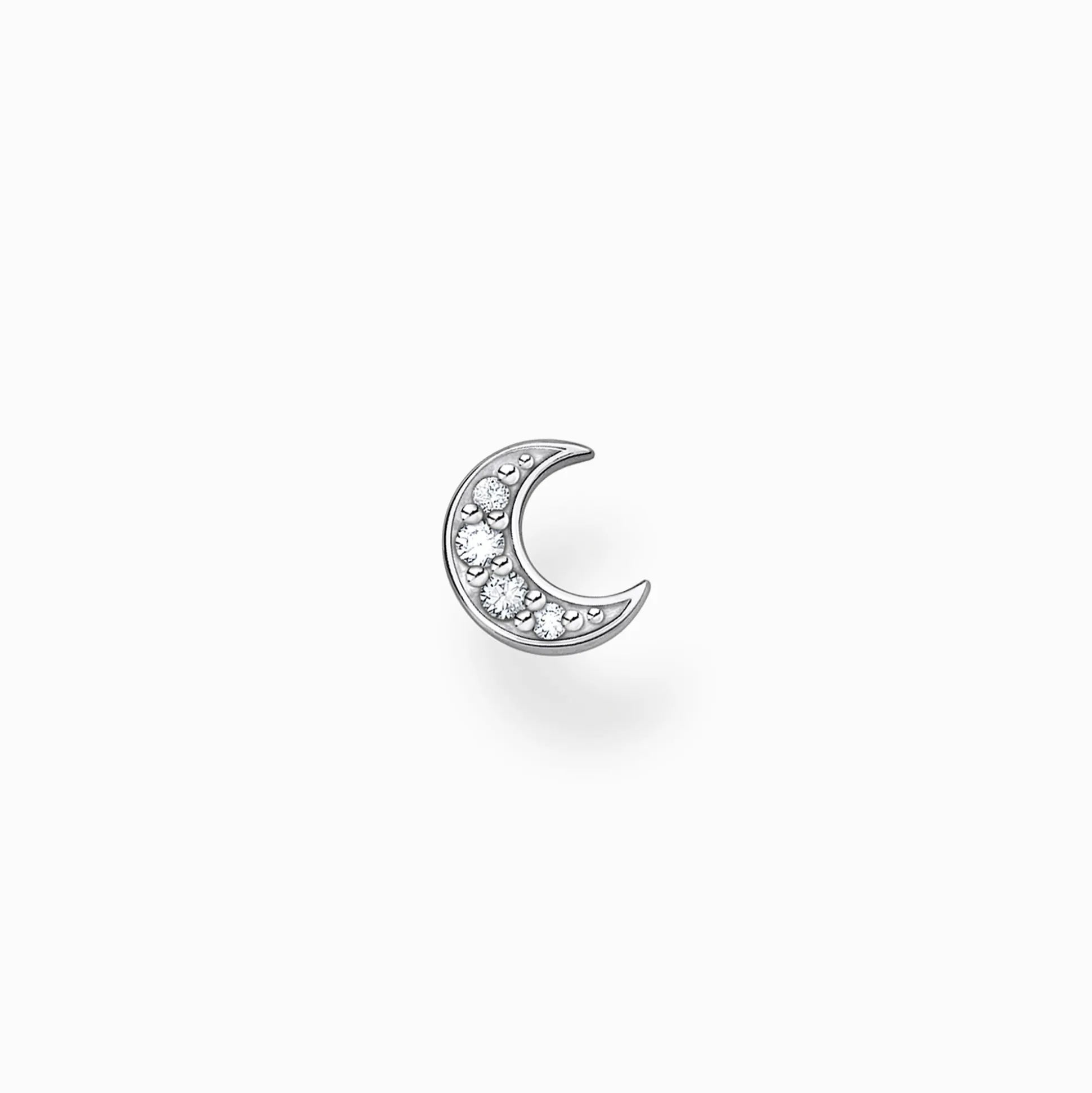 Sale Einzel Ohrstecker Mond Pavé silber Damen Ohrstecker