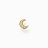 Sale Einzel Ohrstecker Mond Pavé gold Damen Ohrstecker|18K Vergoldung - 925 Silber