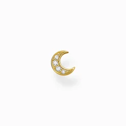 Sale Einzel Ohrstecker Mond Pavé gold Damen Ohrstecker|18K Vergoldung - 925 Silber