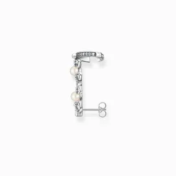 Clearance Einzel Ohrstecker Perlen und Eiskristalle silber Damen Ohrstecker|Ohrringe