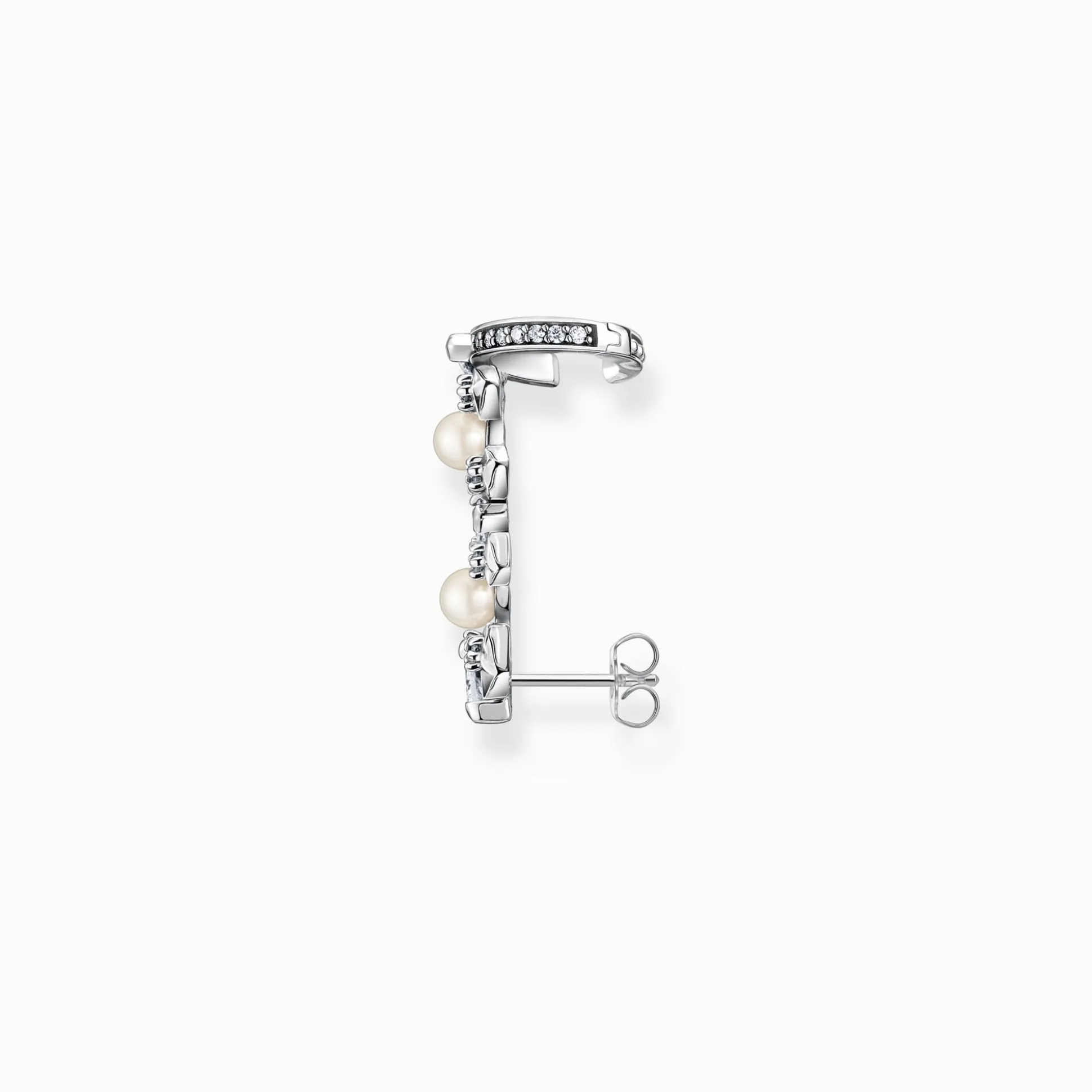 Clearance Einzel Ohrstecker Perlen und Eiskristalle silber Damen Ohrstecker|Ohrringe