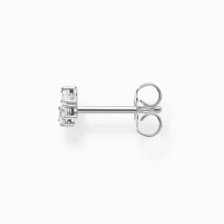 Outlet Einzel Ohrstecker weiße Steine silber Damen Ohrstecker