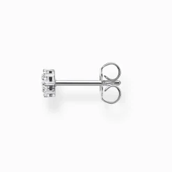 New Einzel Ohrstecker weiße Steine silber Damen Ohrstecker