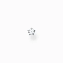 Store Einzel Ohrstecker weißer Stein silber Damen Ohrstecker