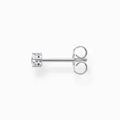 Store Einzel Ohrstecker weißer Stein silber Damen Ohrstecker