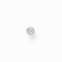 Fashion Einzel Ohrstecker weißer Stein silber Damen Ohrstecker