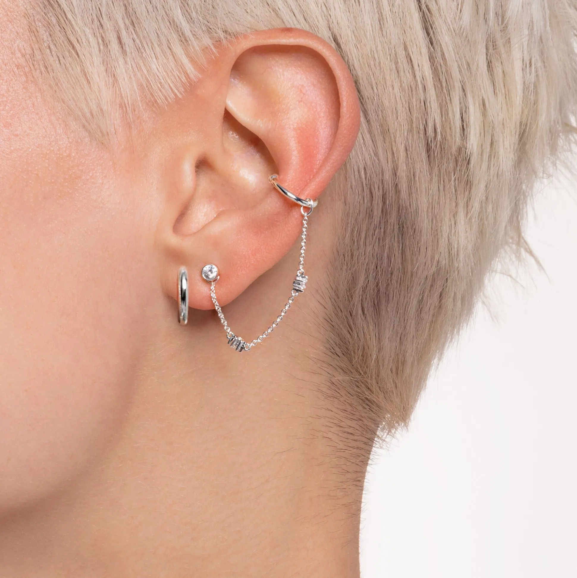 Fashion Einzel Ohrstecker weißer Stein silber Damen Ohrstecker