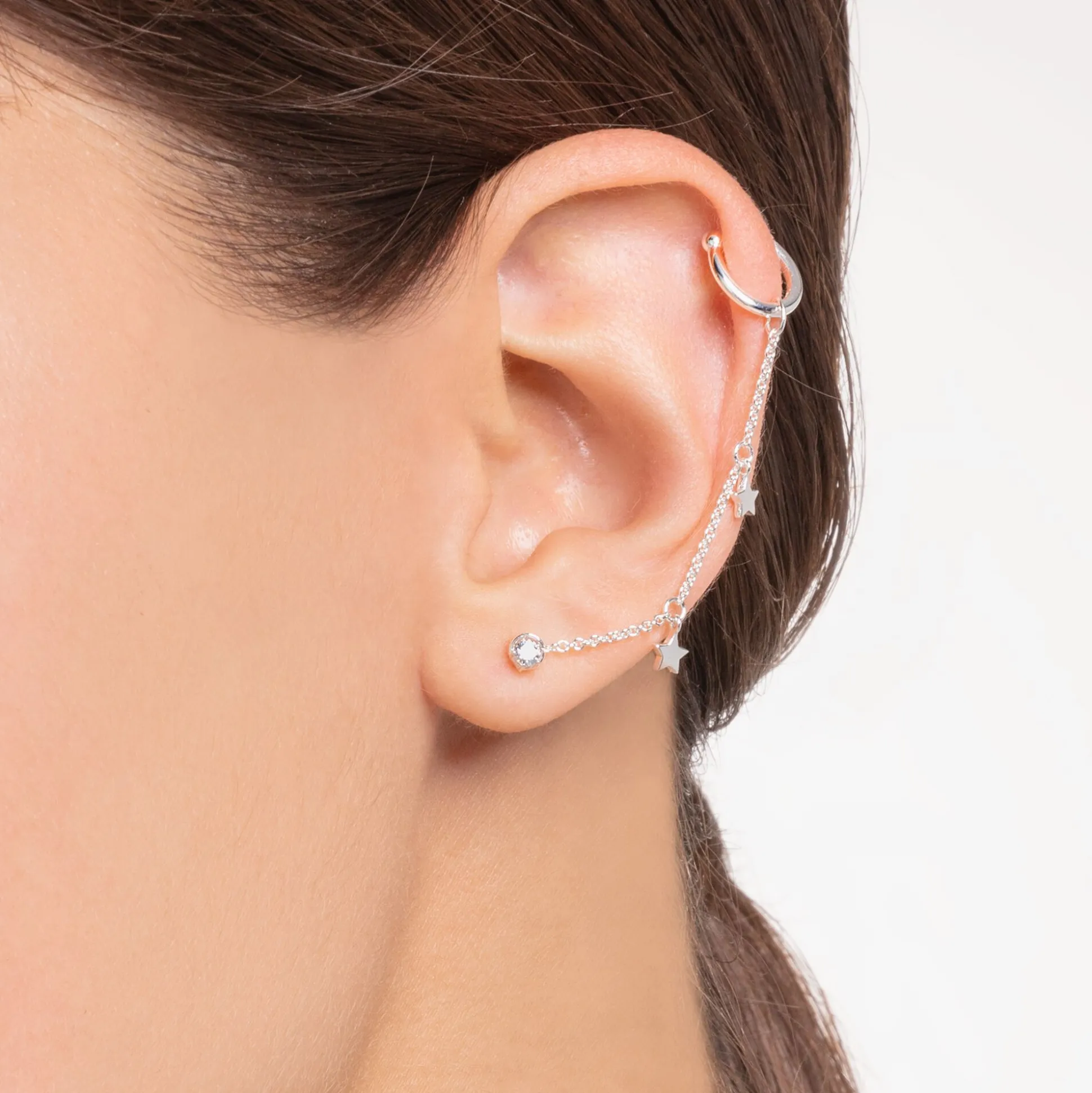 Shop Einzel Ohrstecker weißer Stein klein silber Damen Ohrstecker