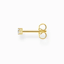 Fashion Einzel Ohrstecker weißer Stein klein gold Damen Ohrstecker